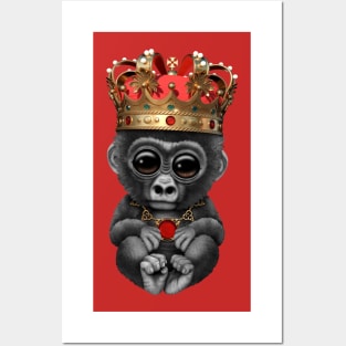 Cute Royal Gorilla Wearing Crown Posters and Art